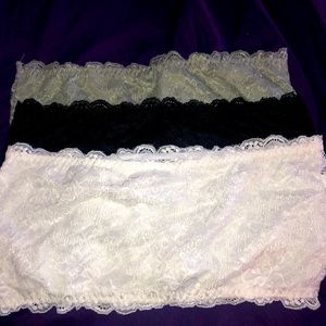 Womens Lace Strapless Bras. 3 Pack.